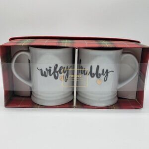 Fringe Studio Wifey and Hubby Heart Porcelain Mugs in Original Box